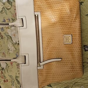 Dooney & Bourke Cream and Brown Satchel